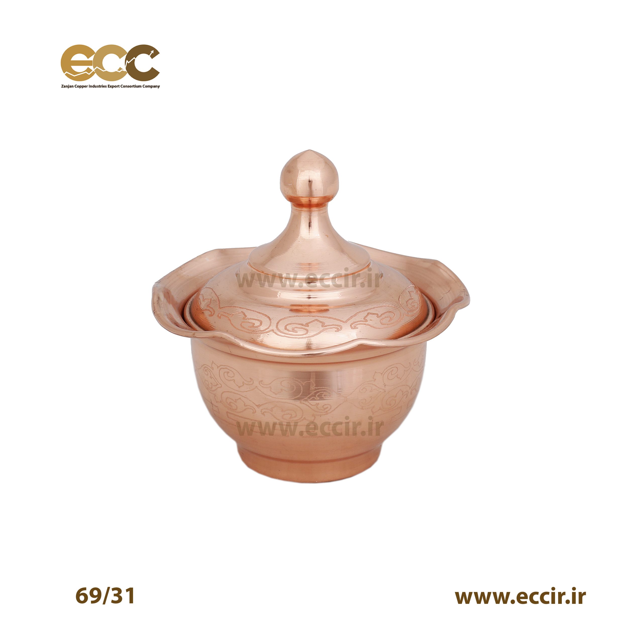قندان مسی بی پایه طرحدار  