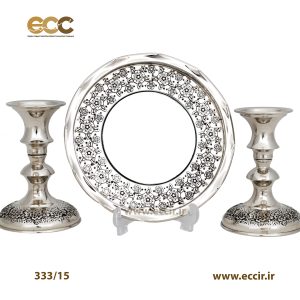آیینه شمعدان مسی رز گل کروم
